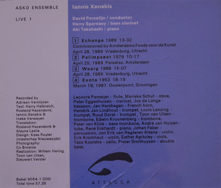 Iannis Xenakis – Asko Ensemble, Live 1