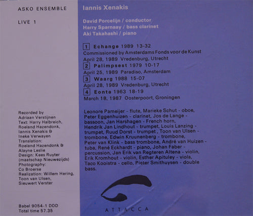 Iannis Xenakis – Asko Ensemble, Live 1