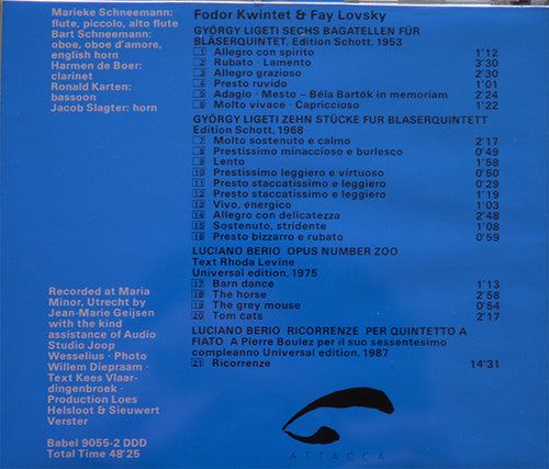 Berio, Ligeti – Fodor Kwintet & Fay Lovsky