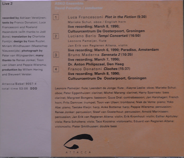 Berio, Donatoni, Francesconi & Maderna – Asko Ensemble, Live 2