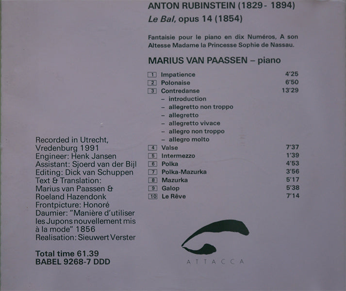 Anton Rubinstein – Le bal, opus 14 – Marius van Paassen