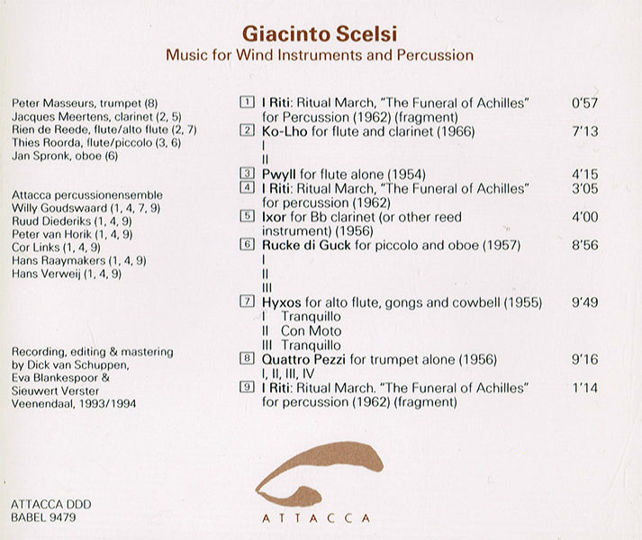 Giacinto Scelsi – Music for Wind Instruments and Percussion